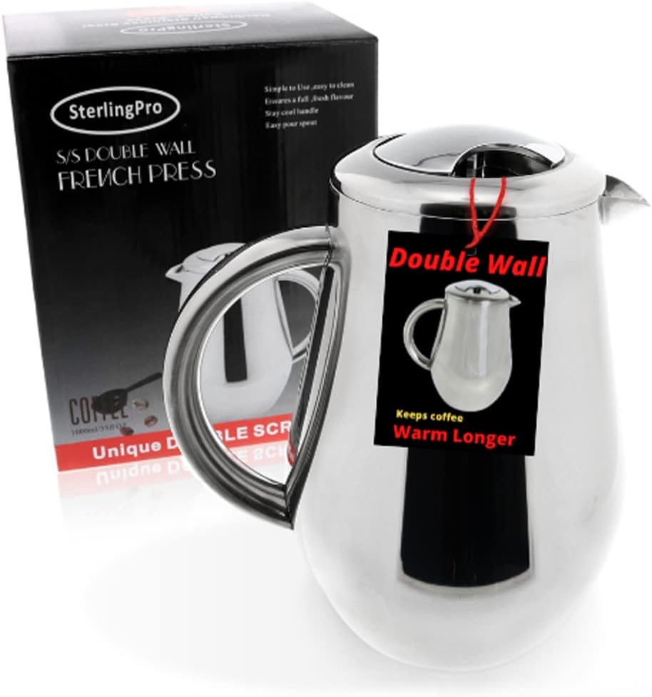 34 oz French Press — Mirror w/ 2 Extra Filters